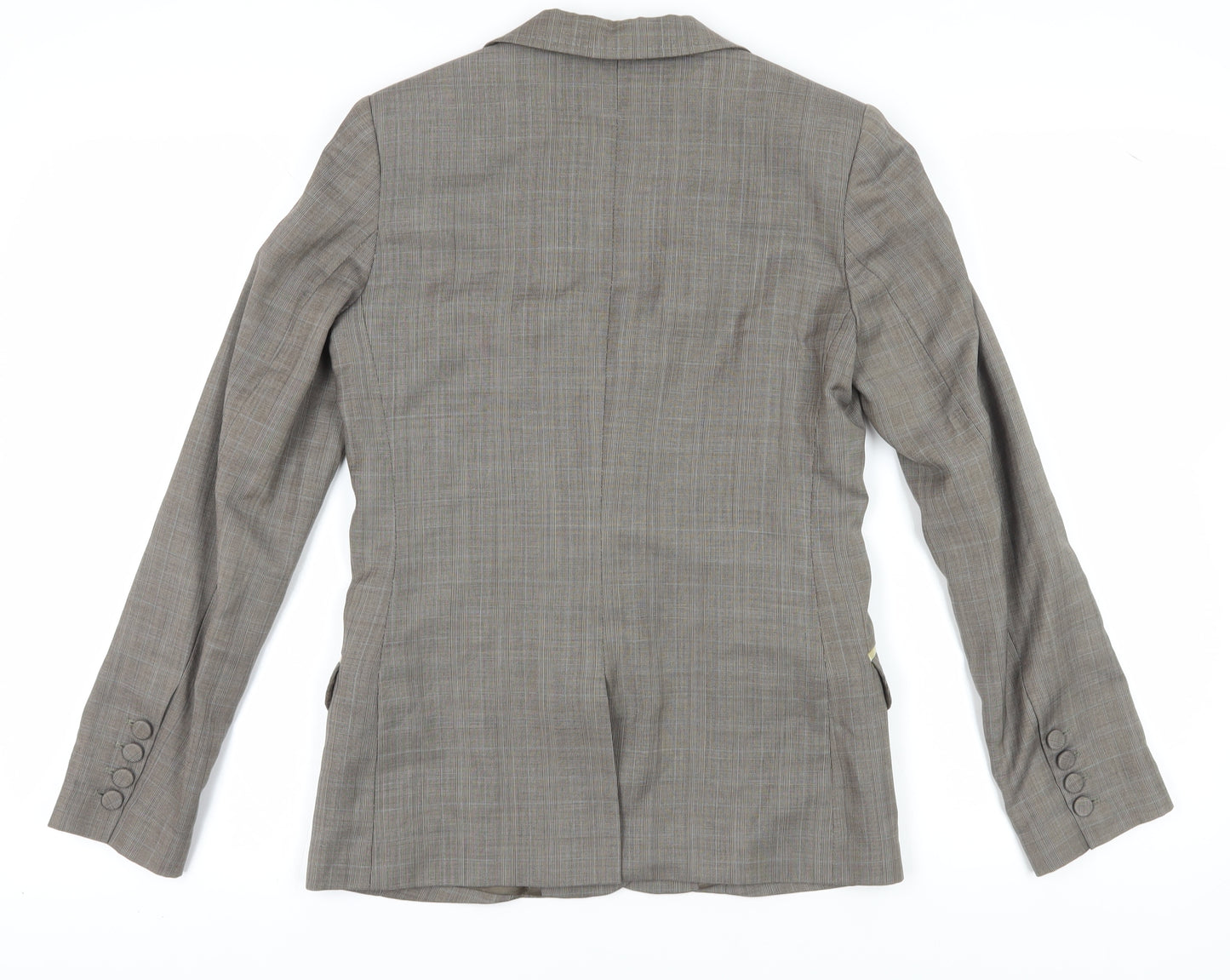 H&M Women's Brown Plaid Tailored Suit Jacket, Size 8