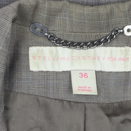 H&M Women's Brown Plaid Tailored Suit Jacket, Size 8