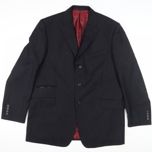 Marks and Spencer Men's Black Striped Blazer 44L