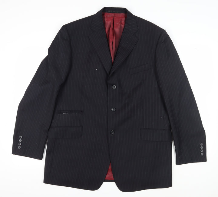 Marks and Spencer Men's Black Striped Blazer 44L