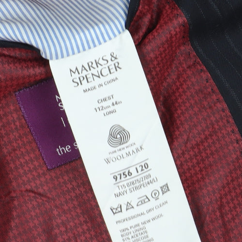 Marks and Spencer Men's Black Striped Blazer 44L