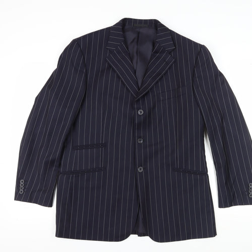 T.M. Lewin Men's Blue Striped Blazer Size 42S