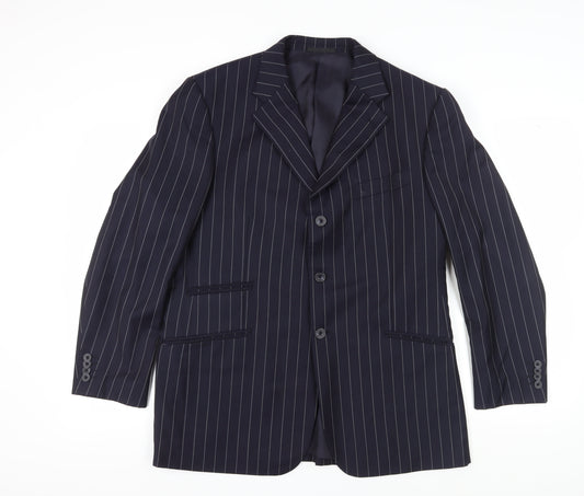 T.M. Lewin Men's Blue Striped Blazer Size 42S