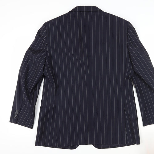 T.M. Lewin Men's Blue Striped Blazer Size 42S