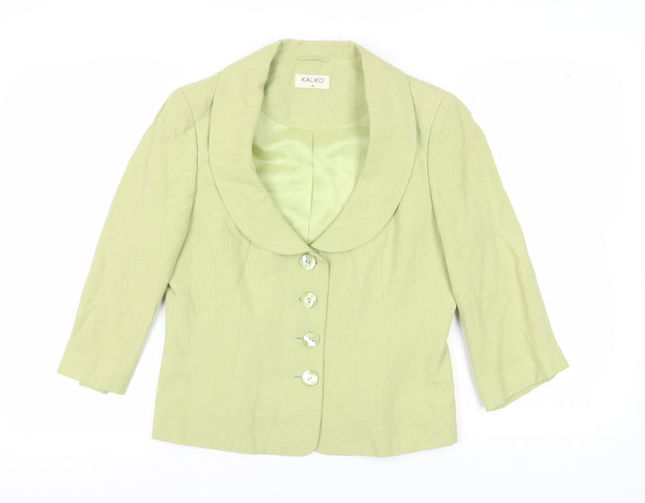 Kaliko Women's Green Blazer, Size 14, Shawl Collar, Lined