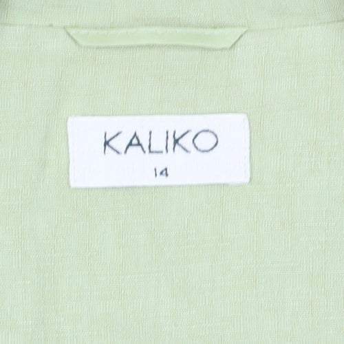 Kaliko Women's Green Blazer, Size 14, Shawl Collar, Lined