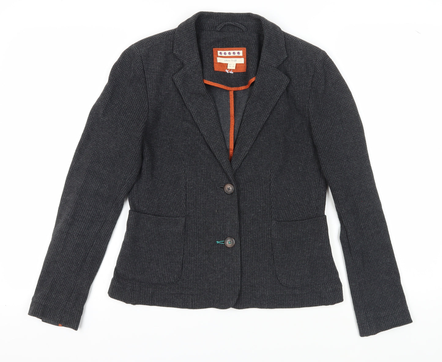 White Stuff Women's Grey Blazer Size 10 Cotton