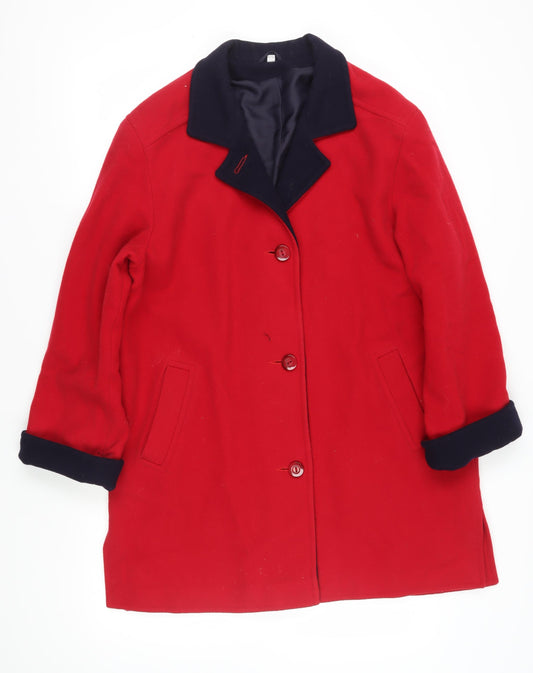 Essentials Women's Red Wool Overcoat Size 16 - Classic Style