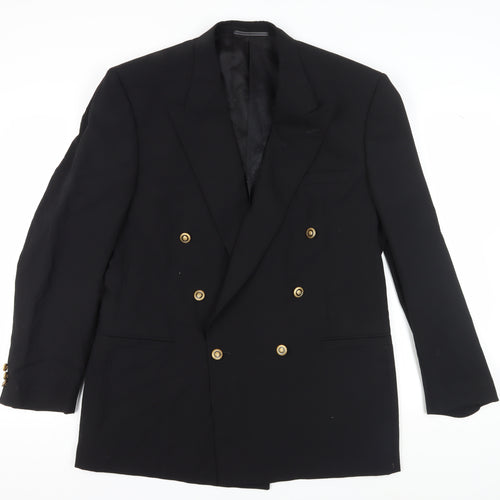 Versace Men's Black Wool Blazer, Double-Breasted, 42R