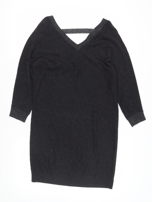 White Label Women's Black V-Neck Shift Dress Size 16