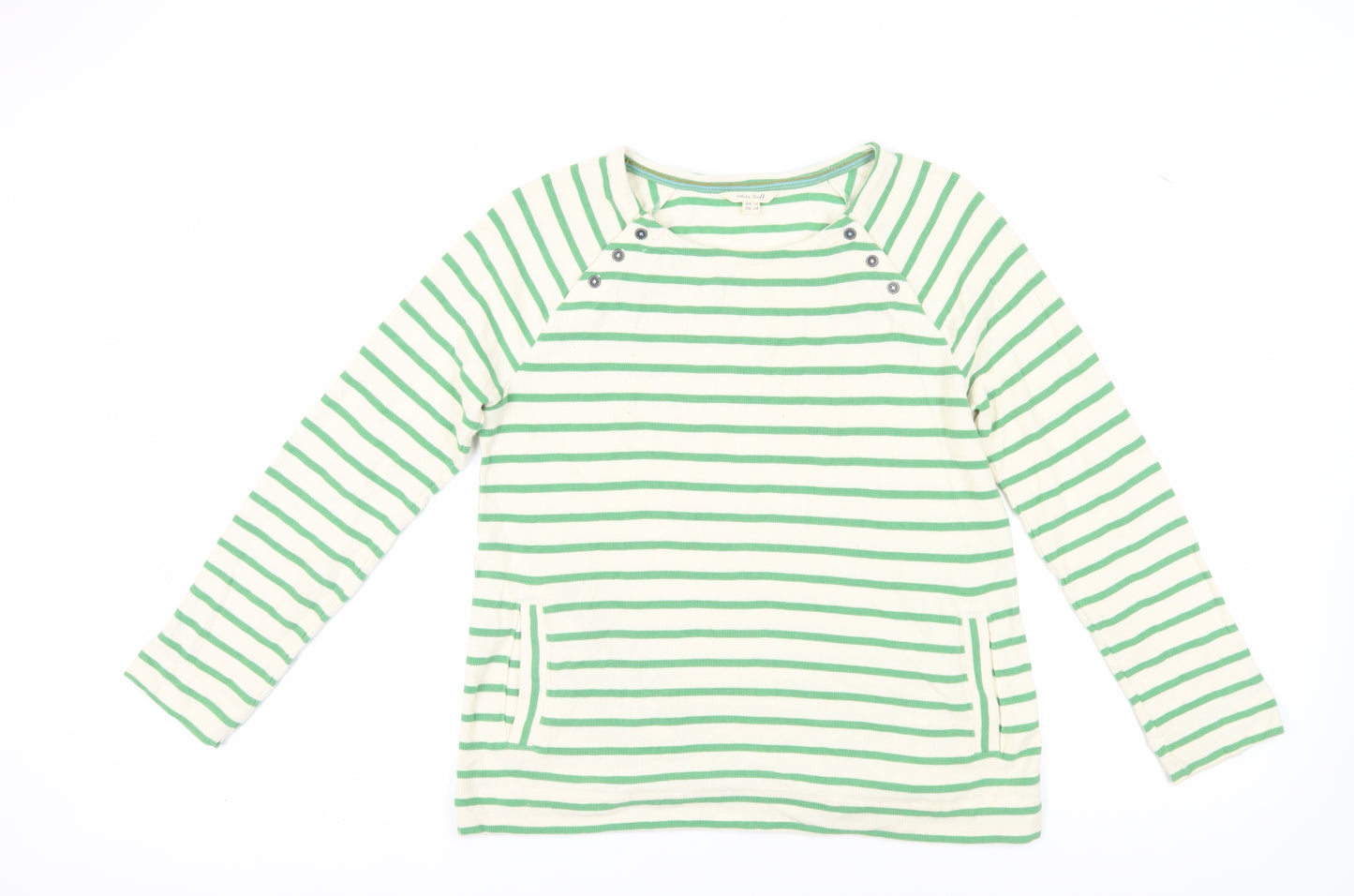 White Stuff Women's Green Striped T-Shirt Size 10