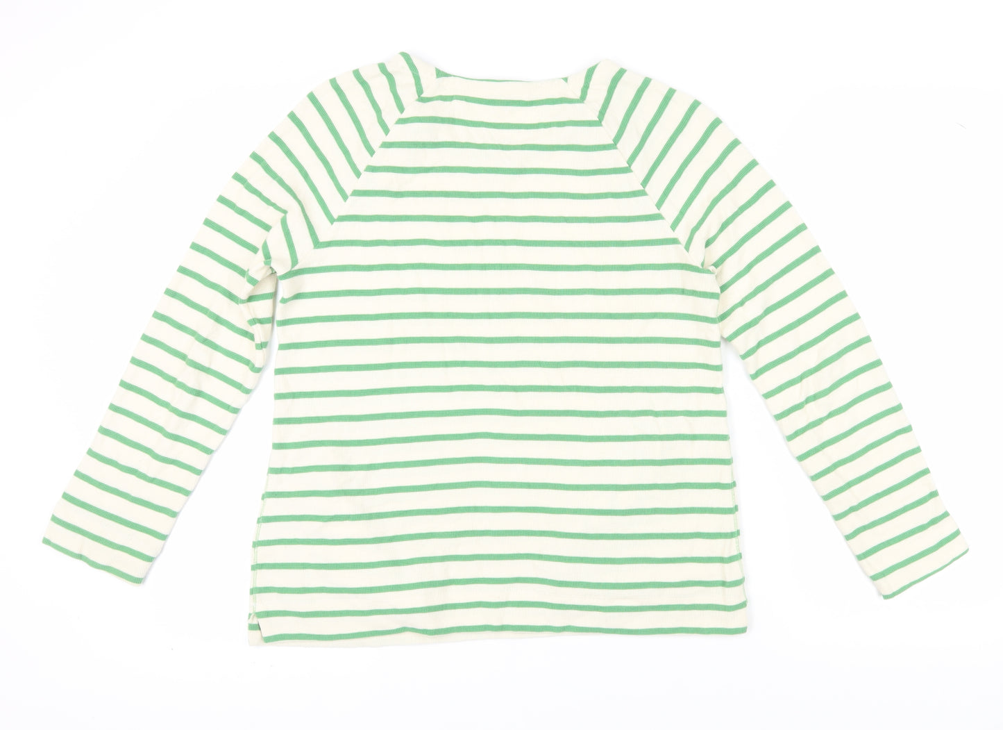 White Stuff Women's Green Striped T-Shirt Size 10