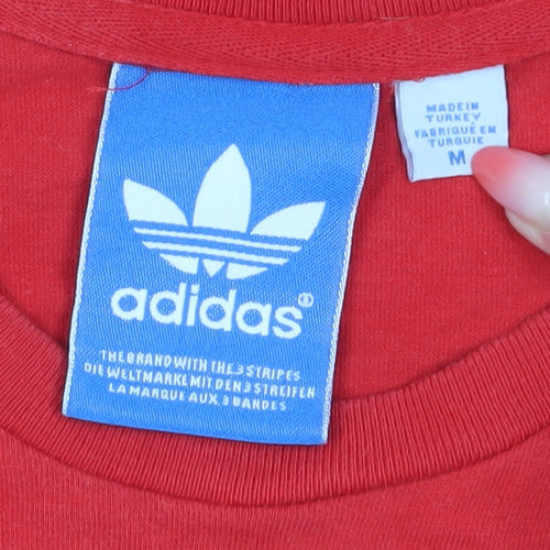 Adidas Women's Red Graphic T-Shirt, Size M, Casual Wear