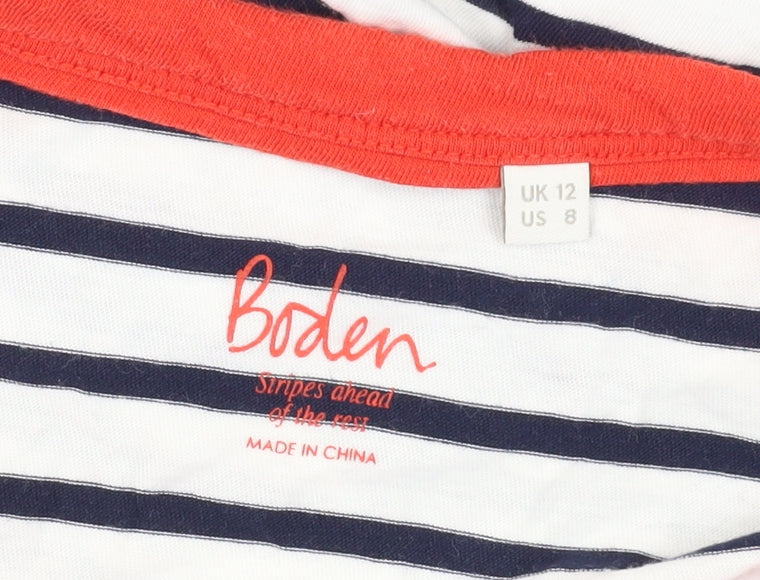 Boden Women's Multicoloured Striped T-Shirt, Size 12