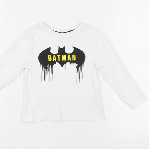 Batman Boys White Long Sleeve T-Shirt 2-3 Years Graphic Print