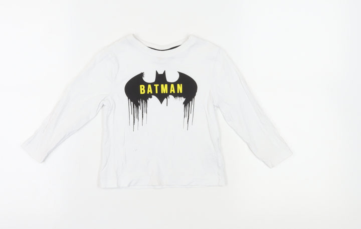 Batman Boys White Long Sleeve T-Shirt 2-3 Years Graphic Print