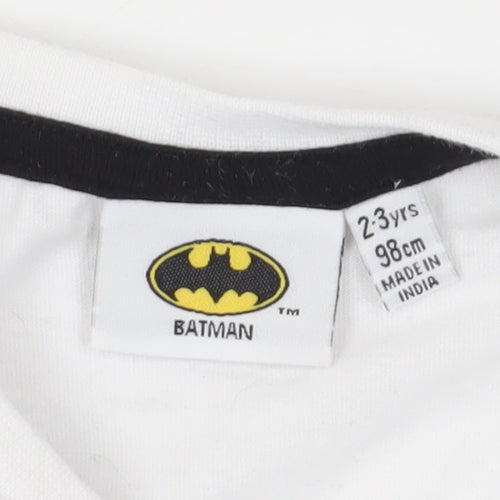 Batman Boys White Long Sleeve T-Shirt 2-3 Years Graphic Print