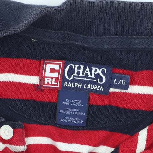 Chaps Ralph Lauren Men's Red Striped Polo L