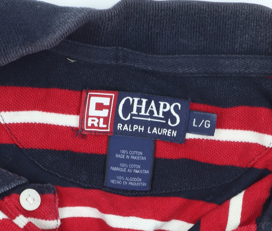 Chaps Ralph Lauren Men's Red Striped Polo L