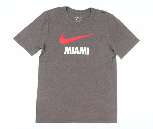 Nike Men's Brown Crew Neck Logo T-Shirt - Medium