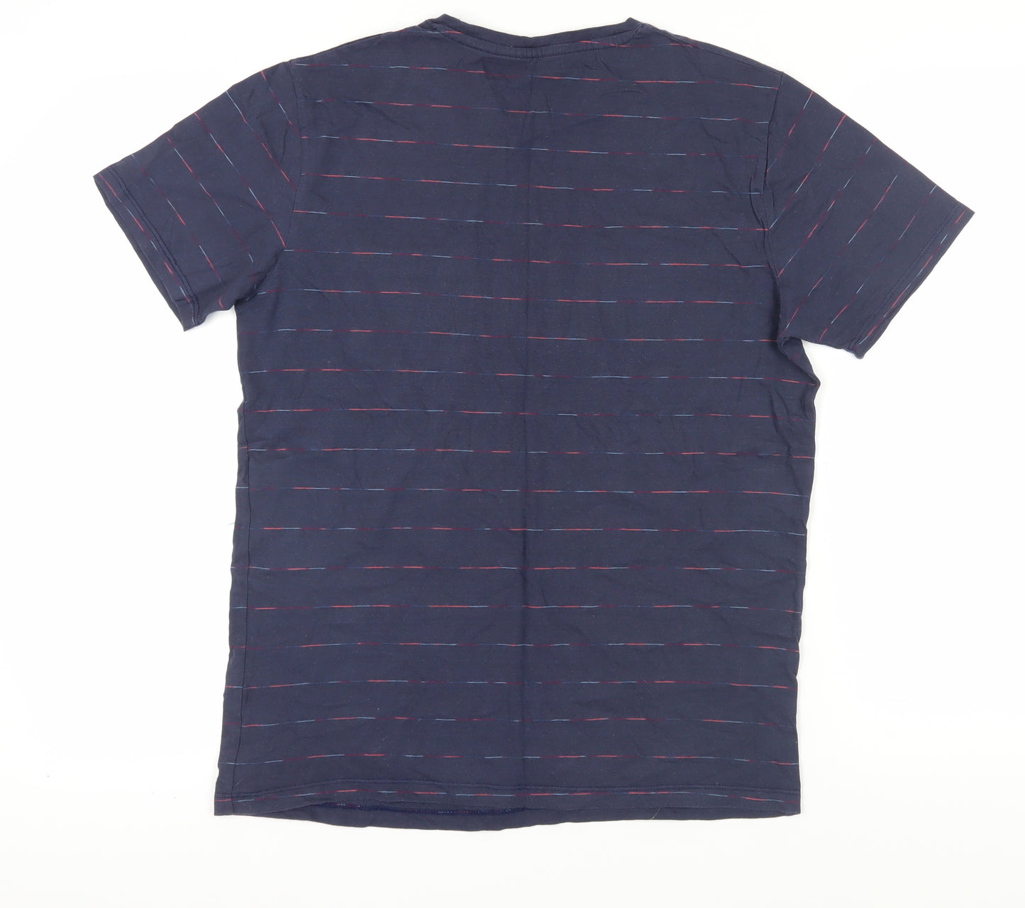 Wrangler Men's Blue Striped T-Shirt Medium