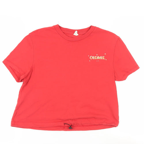 Urban Outfitters Women's Red Cropped T-Shirt - Size M, Cosmos Print