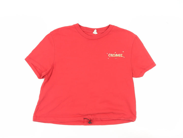 Urban Outfitters Women's Red Cropped T-Shirt - Size M, Cosmos Print