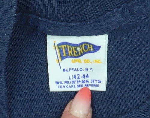 Trench Men's Blue Sports T-Shirt L - Vintage Graphic Print
