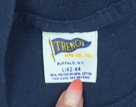 Trench Men's Blue Sports T-Shirt L - Vintage Graphic Print