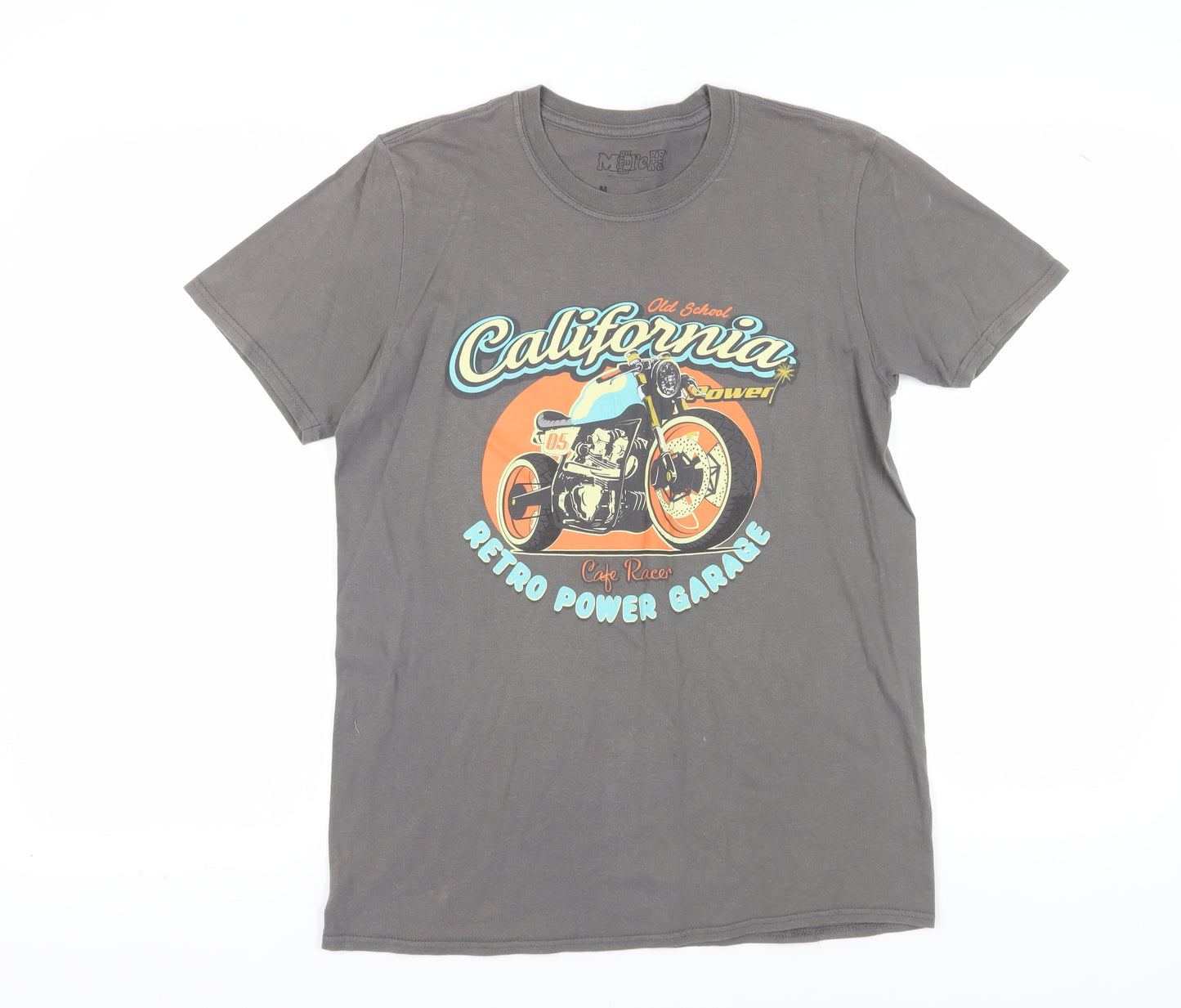 Merch Men's Grey Retro Motorcycle T-Shirt M
