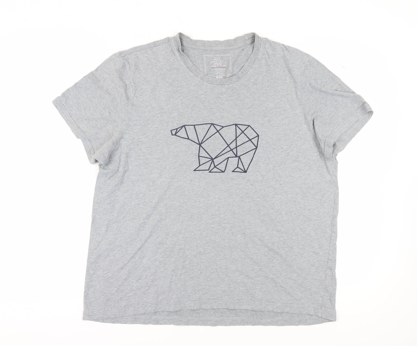 John Lewis Men's Grey Cotton Graphic T-Shirt 2XL