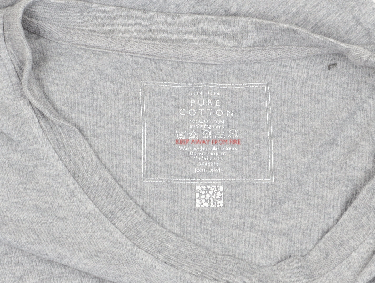 John Lewis Men's Grey Cotton Graphic T-Shirt 2XL