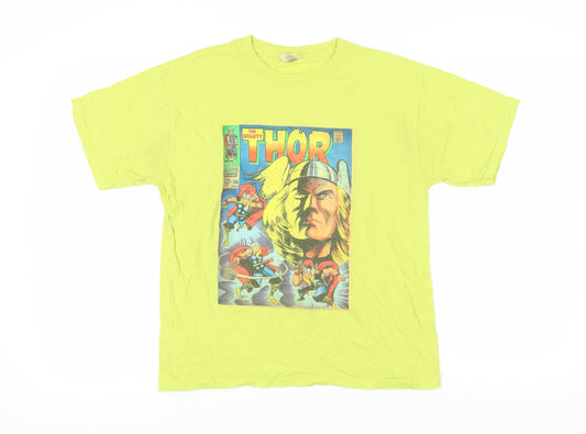 Marvel Men’s Yellow T-Shirt with Thor Comic Print, Size M