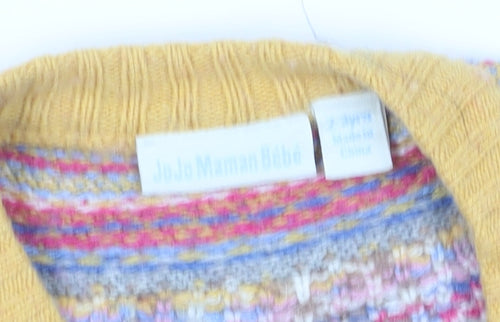 JoJo Maman Bébé Girls Yellow Animal Cardigan, 2 Years, Cosy Knit