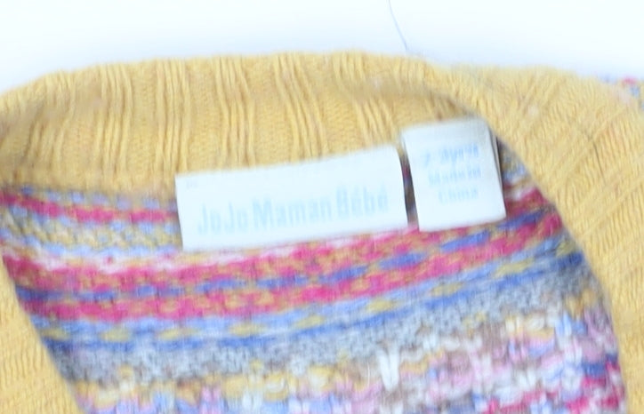 JoJo Maman Bébé Girls Yellow Animal Cardigan, 2 Years, Cosy Knit