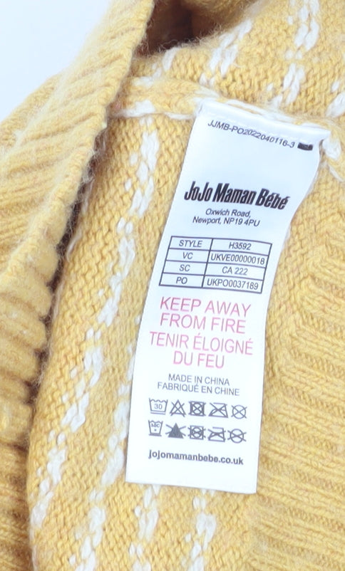 JoJo Maman Bébé Girls Yellow Animal Cardigan, 2 Years, Cosy Knit