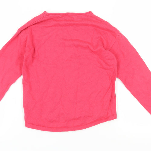 Okaidi Girls Pink Pullover Jumper, Size 8 Years - Happy Design