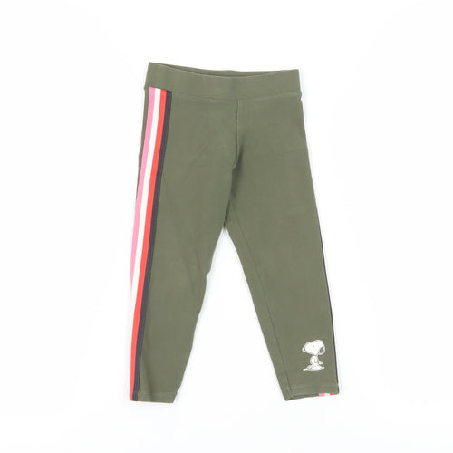 Marks and Spencer Girls Green Side Stripe Leggings 2-3 Years
