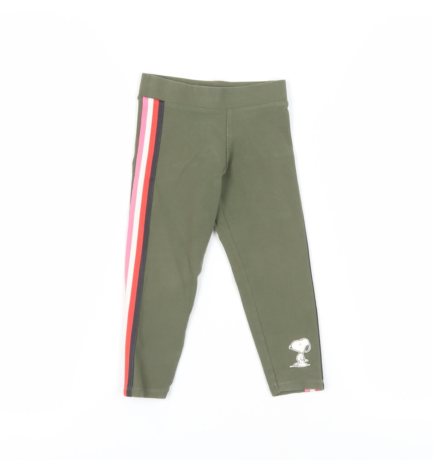 Marks and Spencer Girls Green Side Stripe Leggings 2-3 Years
