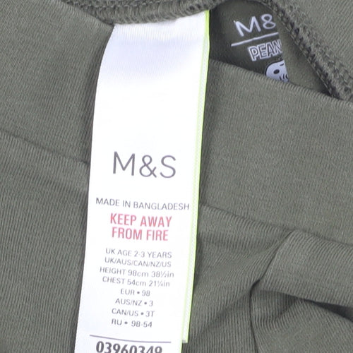 Marks and Spencer Girls Green Side Stripe Leggings 2-3 Years
