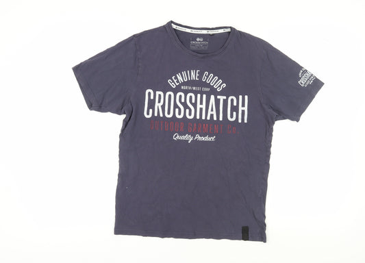 Crosshatch Men's Blue Graphic Print T-Shirt Size L