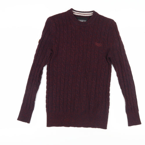 Superdry Red Cable-Knit Jumper, Unisex S, Classic Style