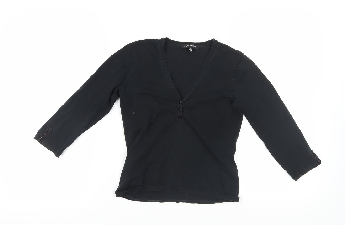 Laura Ashley Women's Black V-Neck Top Size 8