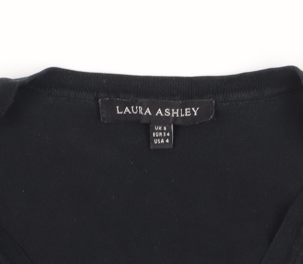 Laura Ashley Women's Black V-Neck Top Size 8