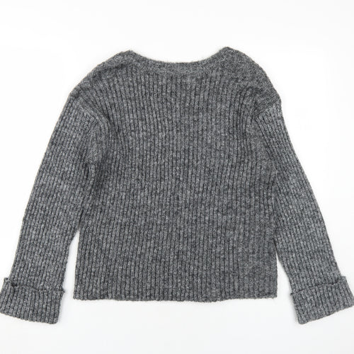 Pieces Women's Grey Wrap Jumper, Size S
