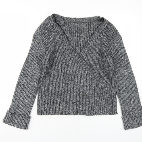 Pieces Women's Grey Wrap Jumper, Size S