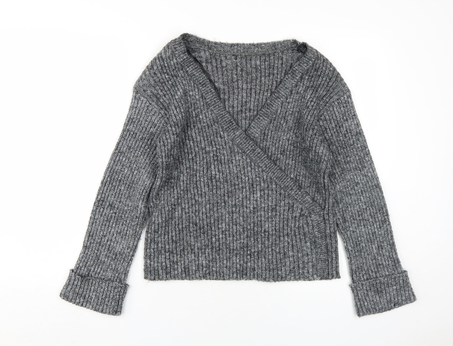Pieces Women's Grey Wrap Jumper, Size S