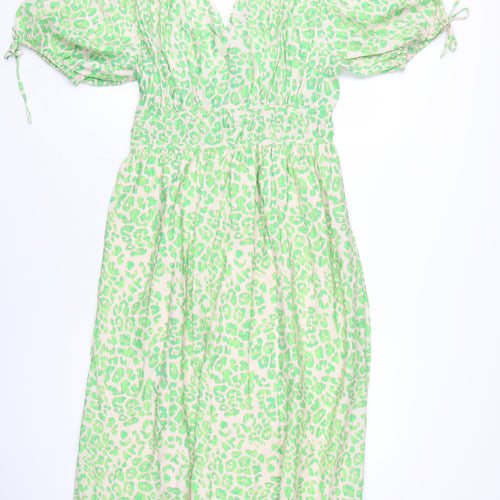 Marks and Spencer Green Animal Print Midi Wrap Dress