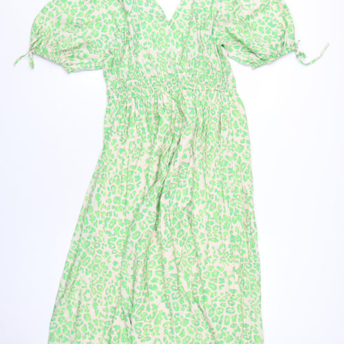Marks and Spencer Green Animal Print Midi Wrap Dress