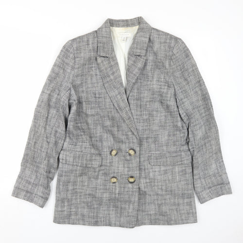 Topshop Women’s Grey Blazer, Size 10, Double-Breasted